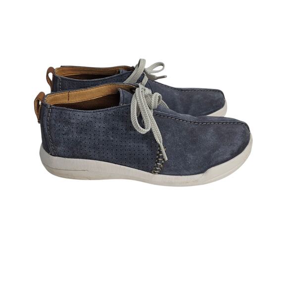 Clarks Men's Driftway Seam  Blue/ Gray Leather lace up Sneaker Shoes Size 7 - Picture 1 of 9